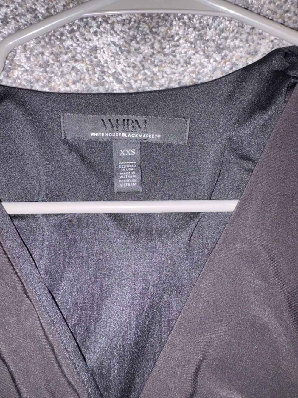 White House Black Market Black V-Neck Mini Dress with Batwing Sleeves - Picture 3 of 3